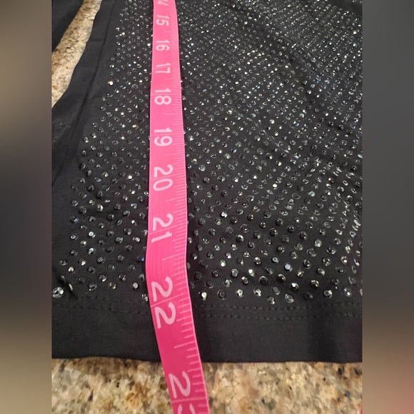 Fiorucci Crystal Rhinestone Logo Long Sleeve Top XS Black Sparkle Tee NWT - Picture 4 of 10